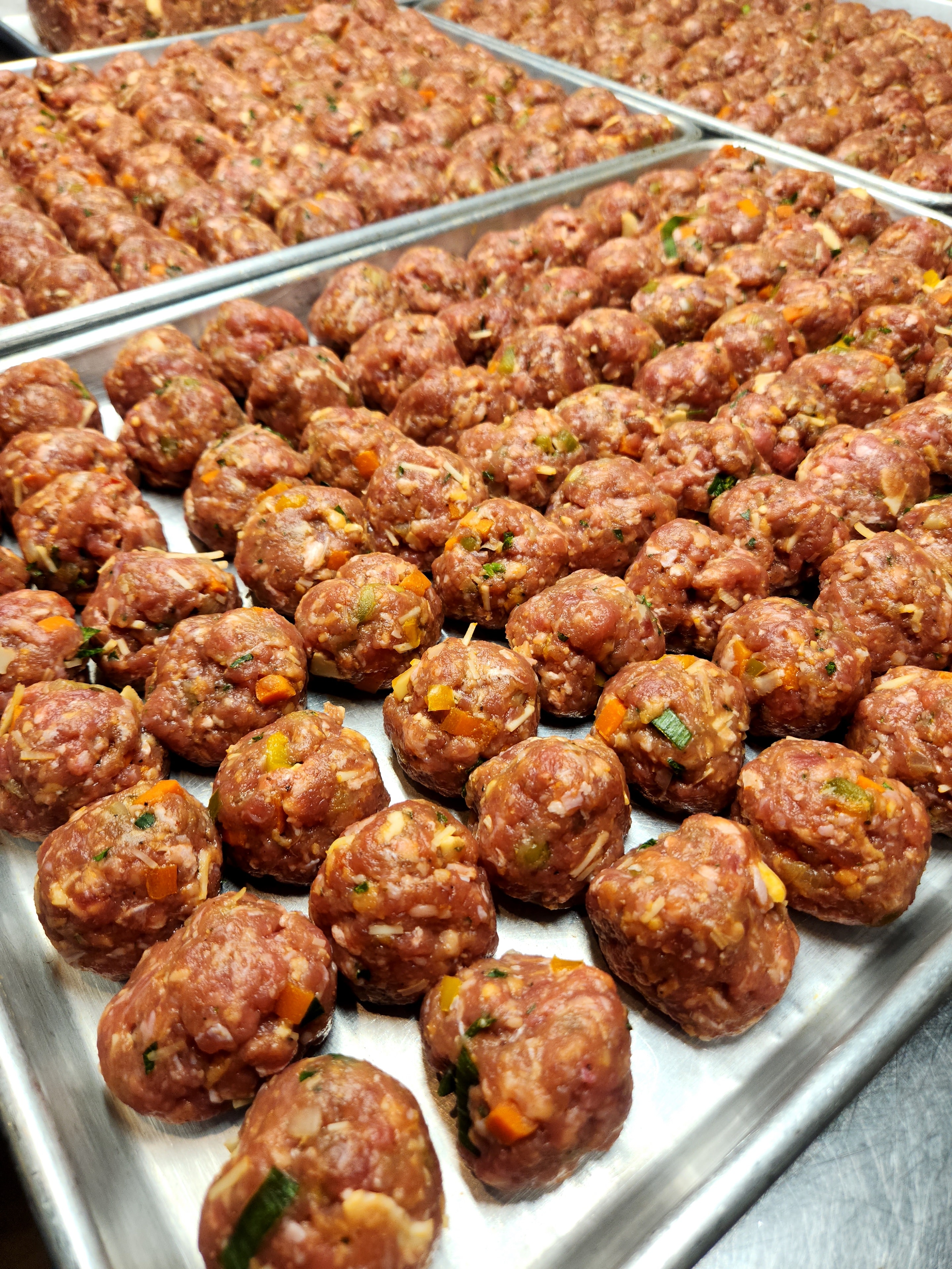 Meatballs freshly prepared in the kitchen